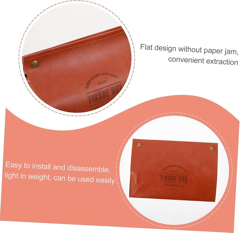 حامل علبة المناديل من الجلد PU الناعم للسيارة والمنزل بتصميم سهل لإعادة التعبئة - Image 3